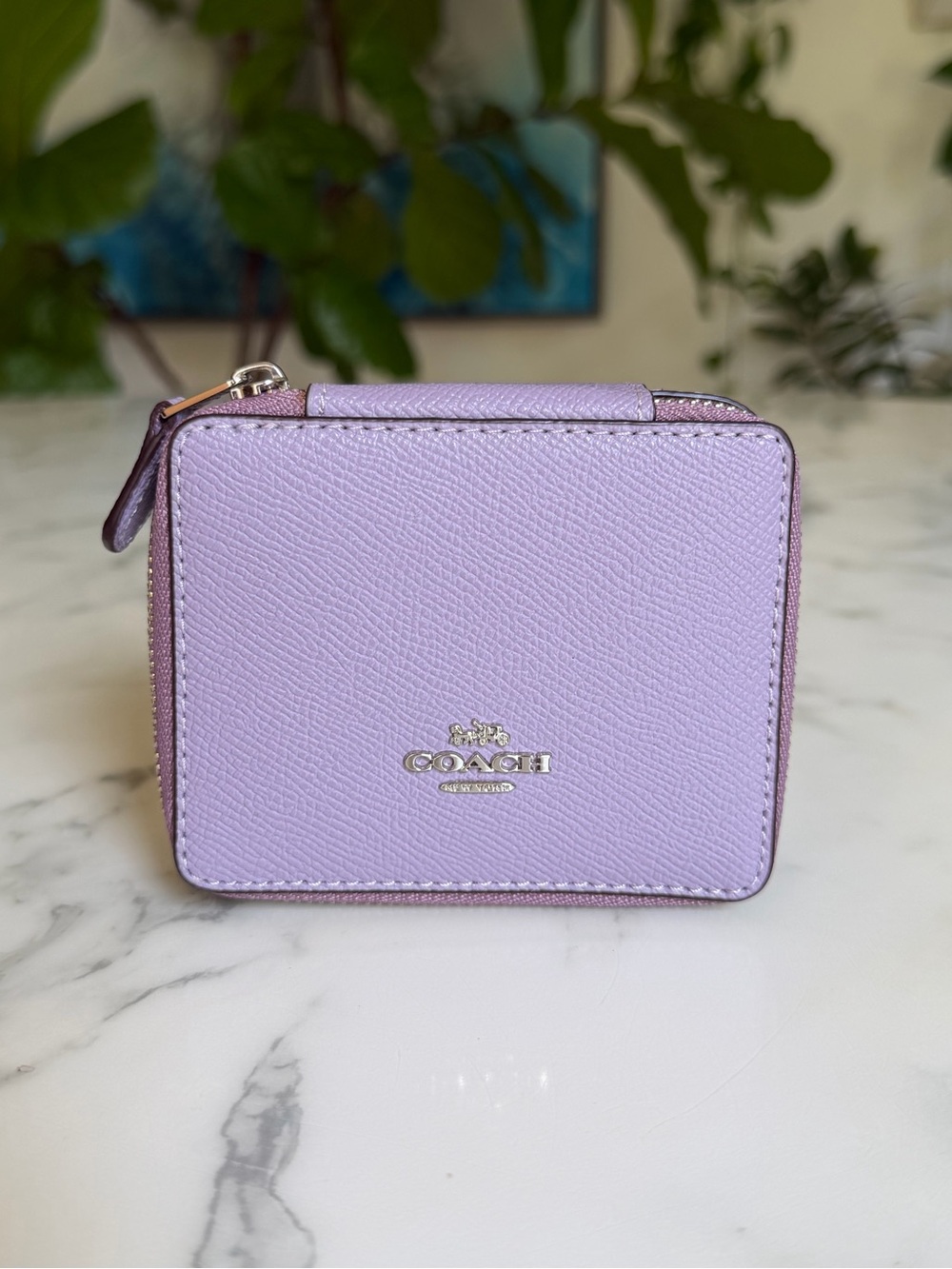 Coach Jewelry Box In Lilac Purple / Silver Crossgrain Leather F66502